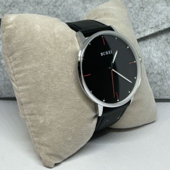 Burei A-19006M Men's Black Leather Strap Analog Dial Quartz Wrist Watch JNA50 - Picture 4 of 13